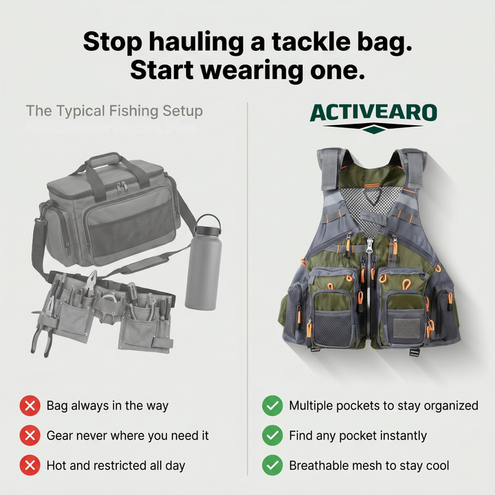 Men's Multi-Pocket Fishing Vest – Lightweight Sleeveless Vest for Fly Fishing