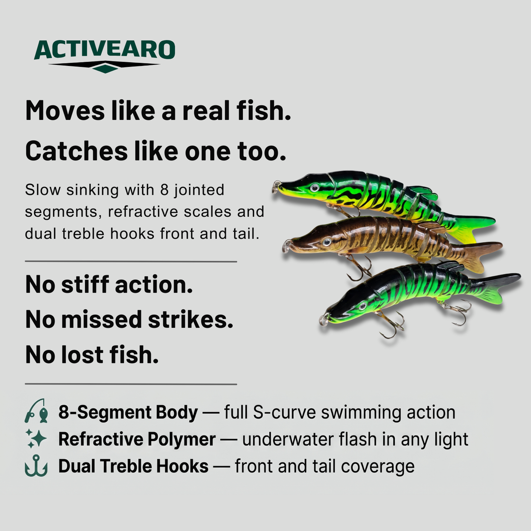 Multi-Jointed Swimbait Fishing Lure – Slow Sinking Hard Bait for Freshwater & Saltwater - 4.9 inch