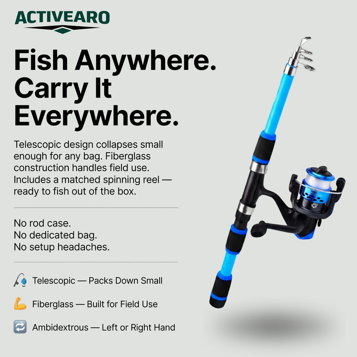 Telescopic Fishing Rod – 4.9ft and 5.6ft Fiberglass Baitcasting Pole for Lure Fishing