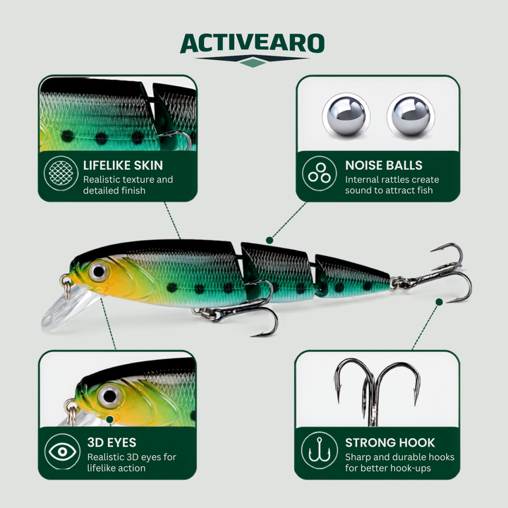 5-Piece Multi-Jointed Swimbait Lure Set – Bass and Carp