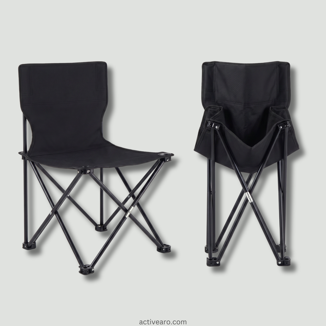 Portable Folding Chair with Backrest – Steel-Frame Outdoor Chair for Fishing and Camping