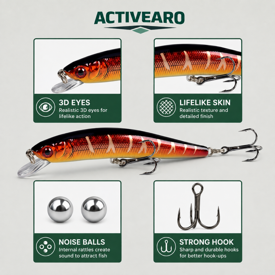 5-Piece Minnow Crankbait Lure Set – Bass Freshwater Saltwater