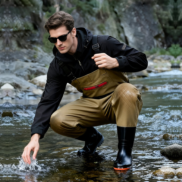 Unisex Fishing Wading Pants – Half Waders with Integrated Water Shoes