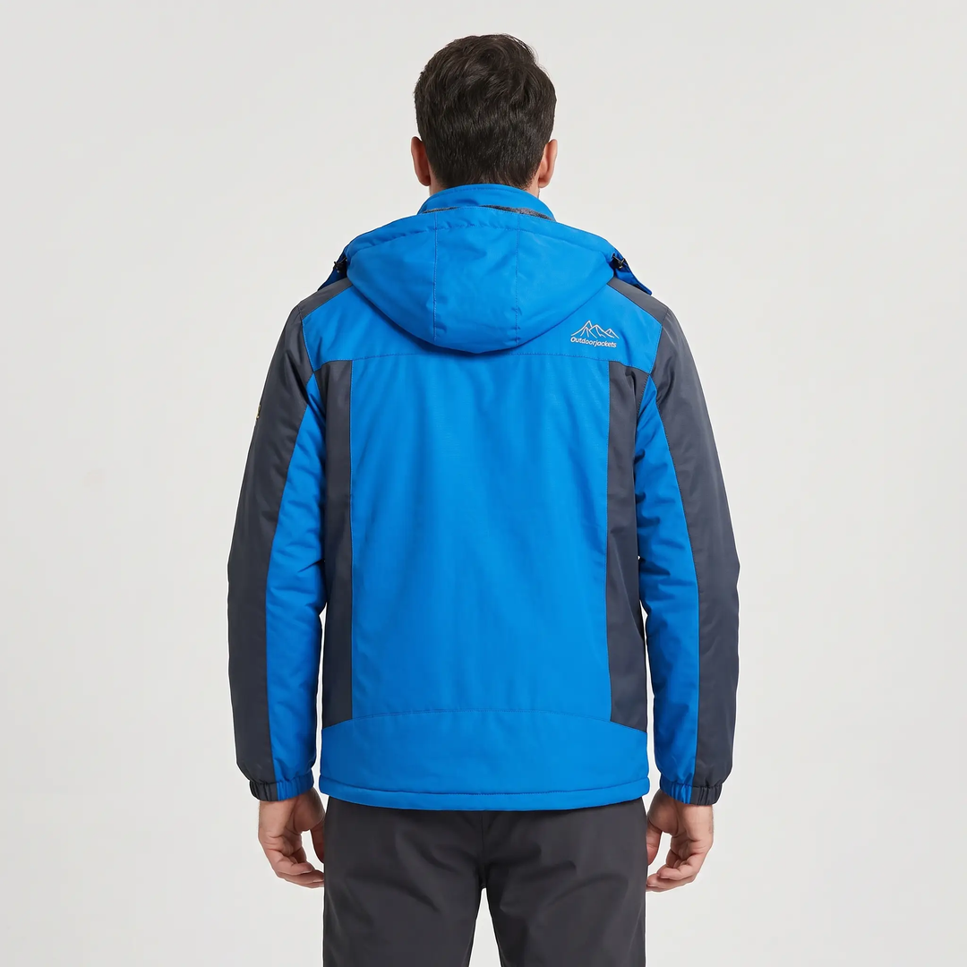 Men's hooded winter jacket, back view