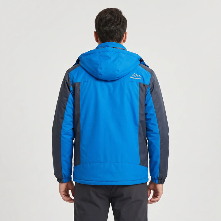 Men's hooded winter jacket, back view
