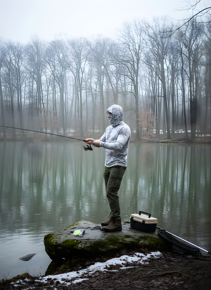Men’s Camouflage Long-Sleeve Performance Shirt with Hood & Face Cover
