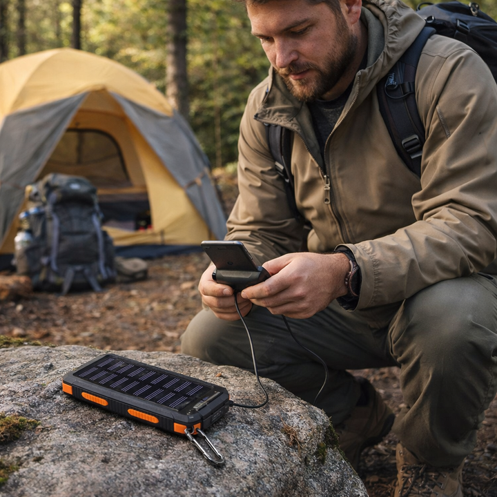 Solar Power Bank 10000 mAh – Waterproof Outdoor Backup Power