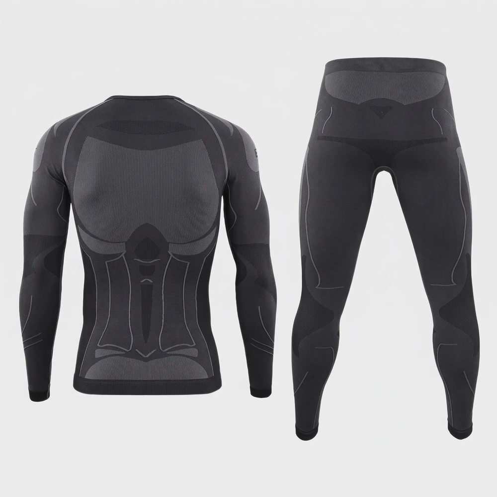 Black thermal long johns set, back view