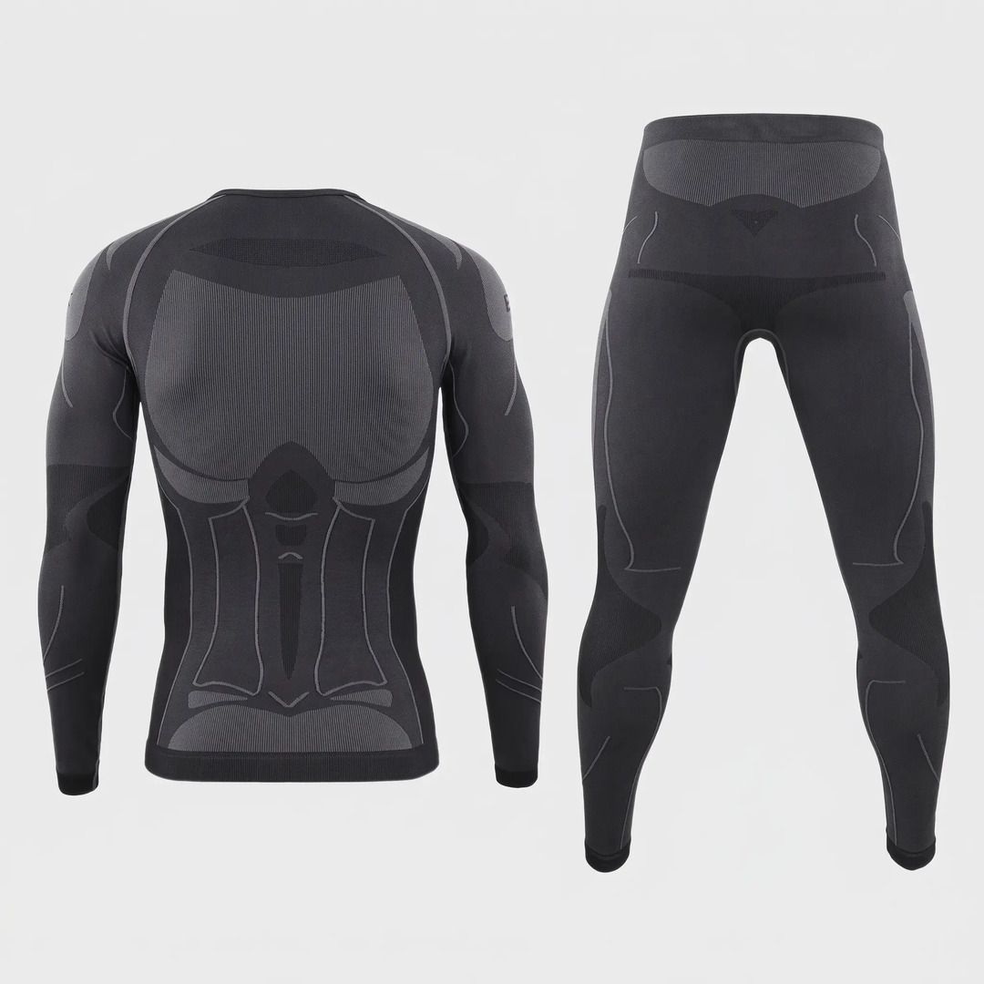 Black thermal long johns set, back view