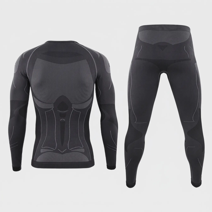 Black thermal long johns set, back view