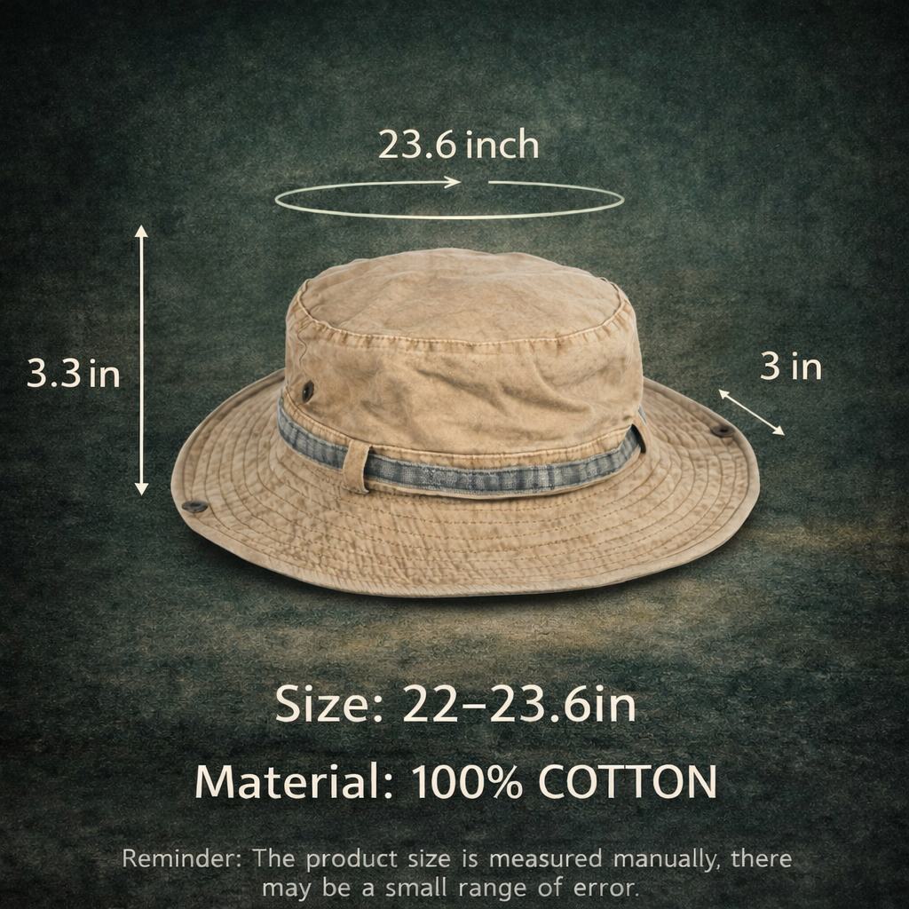 Cotton Boonie Hat – Packable Outdoor Sun Hat with Chin Strap