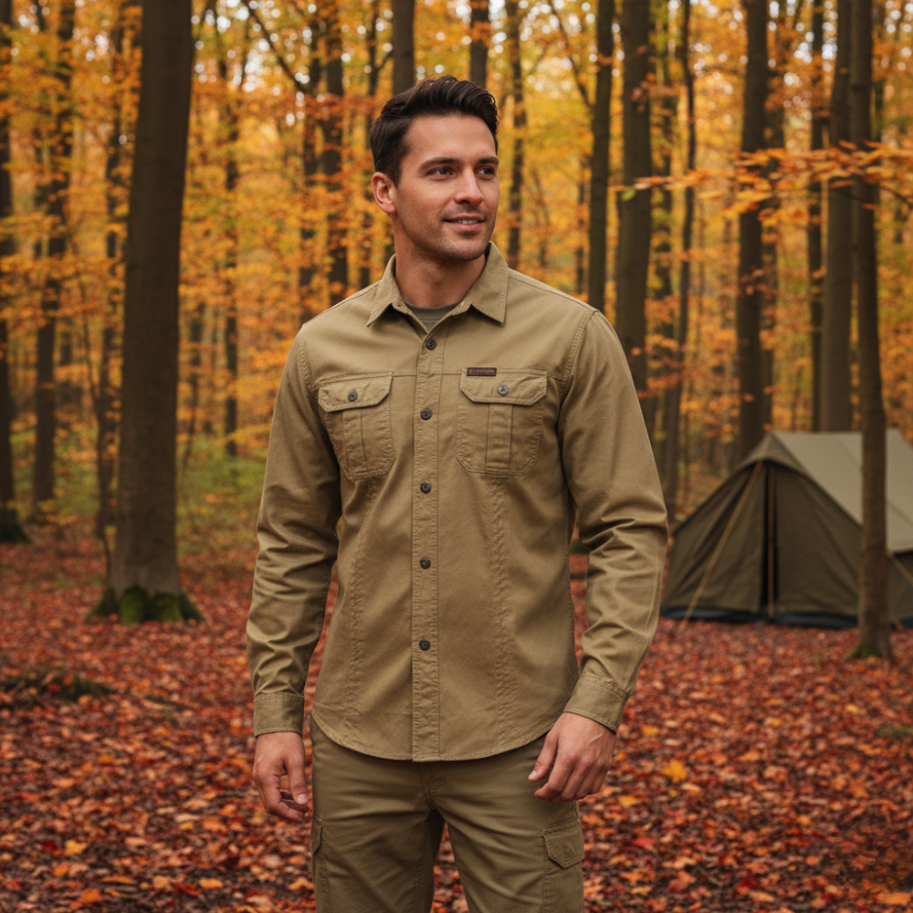 Lightweight Long-Sleeve Outdoor Shirt – Durable Cotton-Blend for Active Use