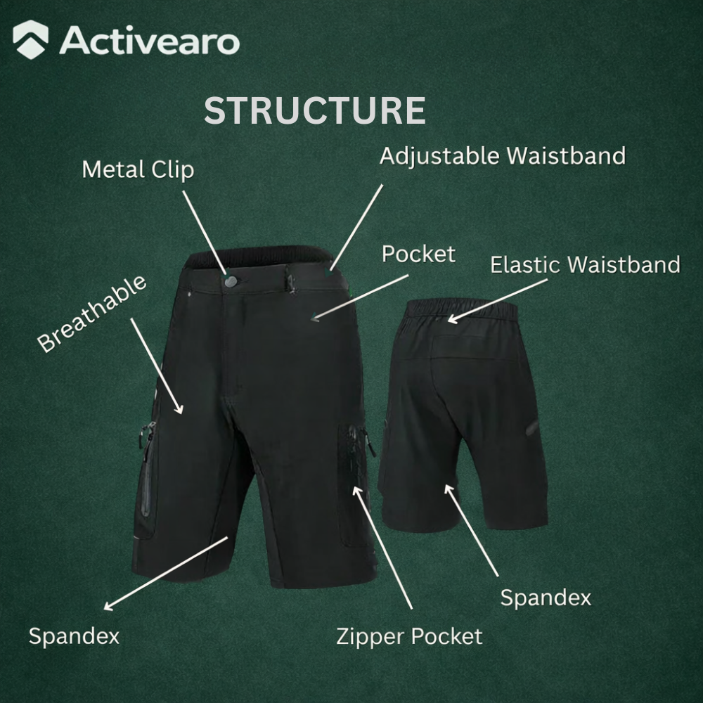 Men’s MTB Cargo Shorts – Durable Cycling Shorts with Zippered Pockets