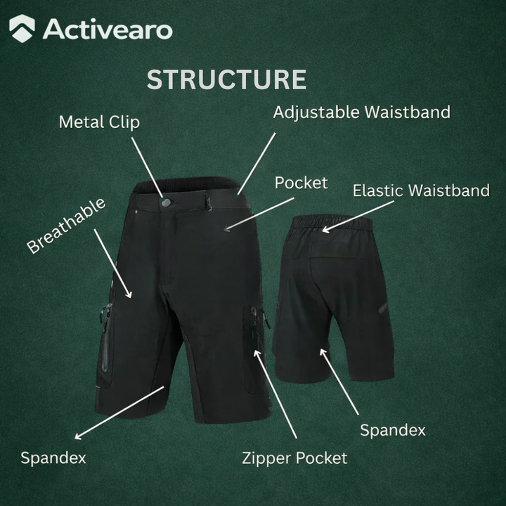 Men’s MTB Cargo Shorts – Durable Cycling Shorts with Zippered Pockets