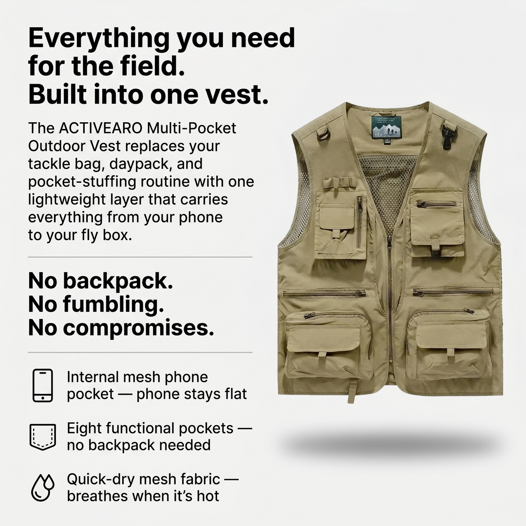 Men’s Multi-Pocket Outdoor Vest – Quick-Dry Mesh for Active Use