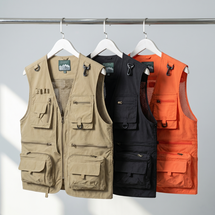 Men’s Multi-Pocket Outdoor Vest – Quick-Dry Mesh for Active Use