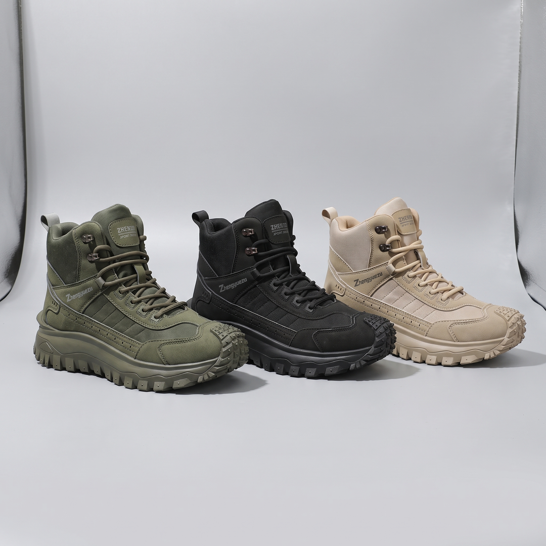 Men's hiking boots in Army Green, Black and Khaki