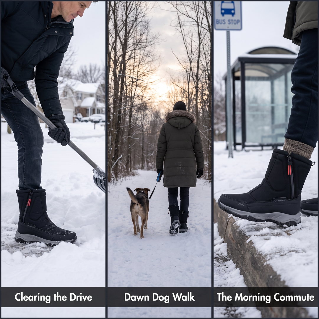 Clearing the drive, a dawn dog walk and the morning commute