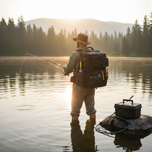 Fishing Backpack with Cooler Compartment and Rod Holder | Multi-Pocket Outdoor Gear Storage