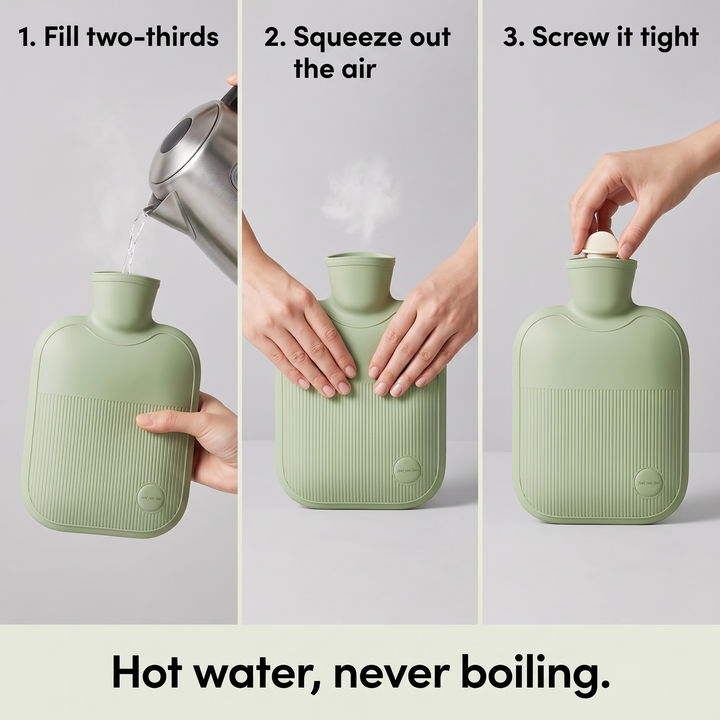 How to fill a hot water bottle in three steps