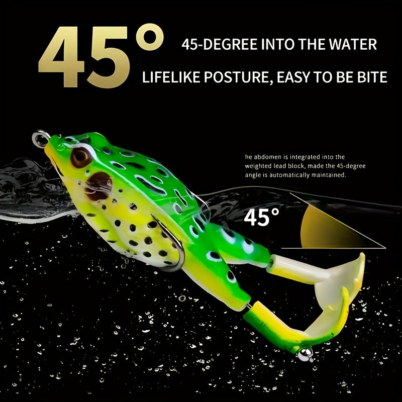 Surface Frog Fishing Lure Set with Rotating Tail – Floating Topwater Bait