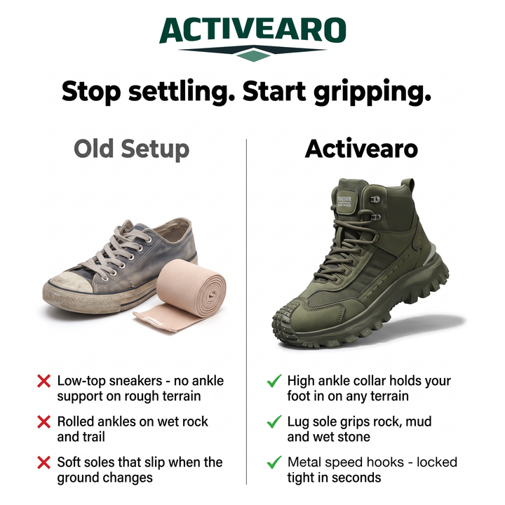 Low-top sneakers compared with the Activearo high top tactical boot