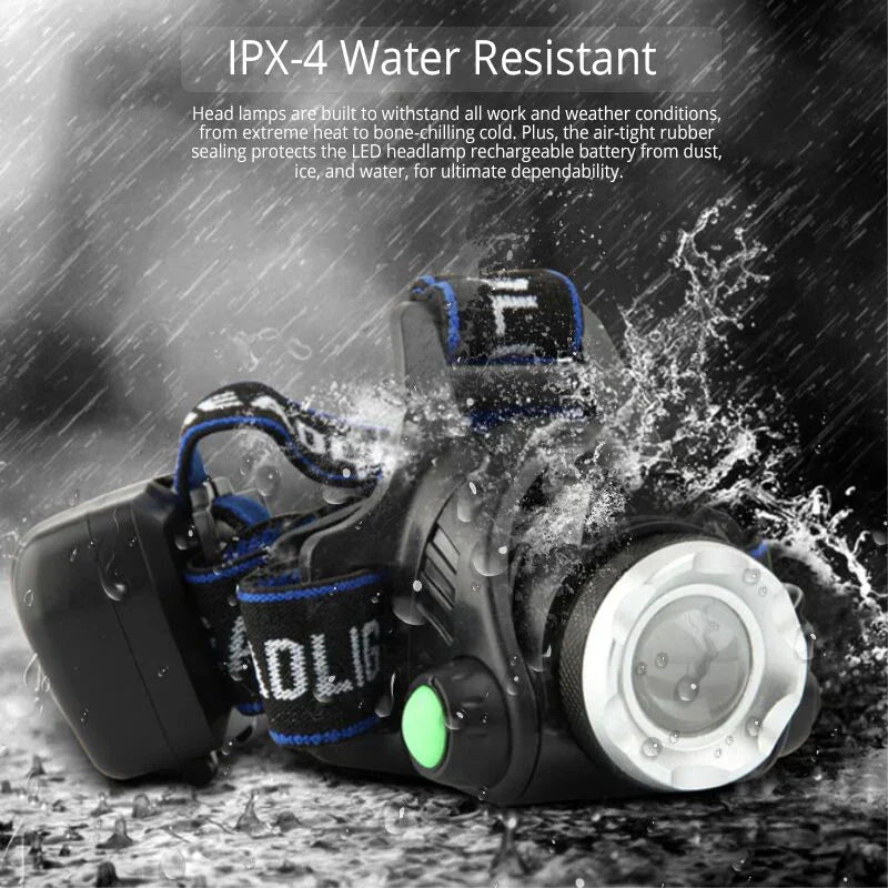 Rechargeable Waterproof LED Headlamp-hands free lighting