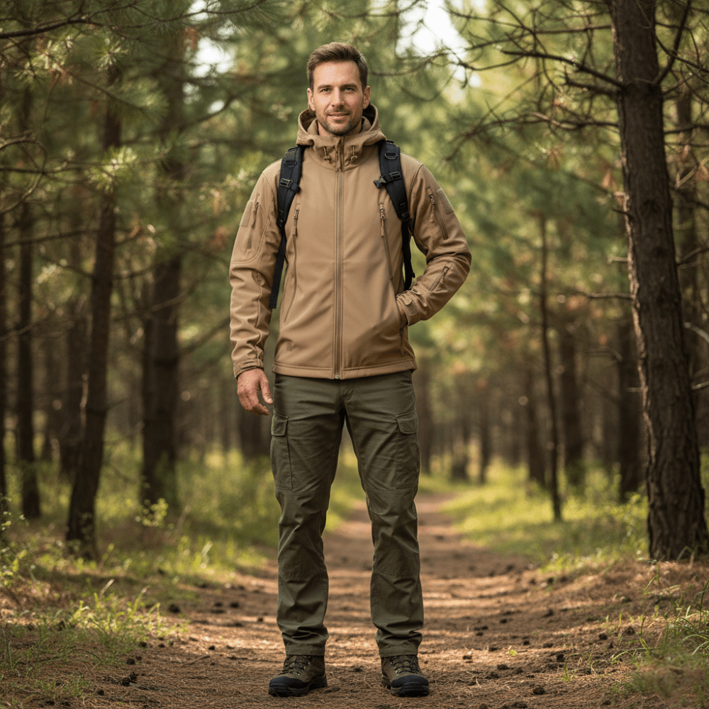 Waterproof Softshell Outdoor Jacket – Hooded Protection for All Conditions