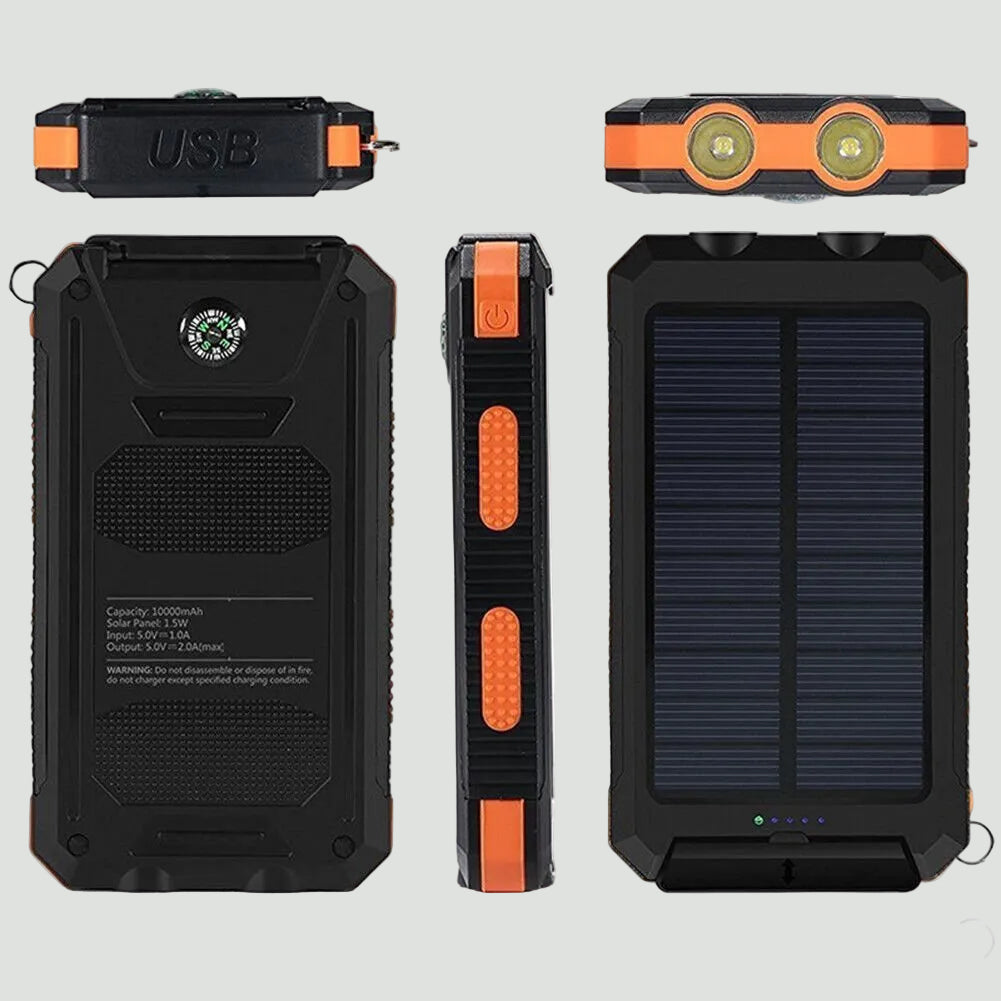 Solar Power Bank 10000 mAh – Waterproof Outdoor Backup Power