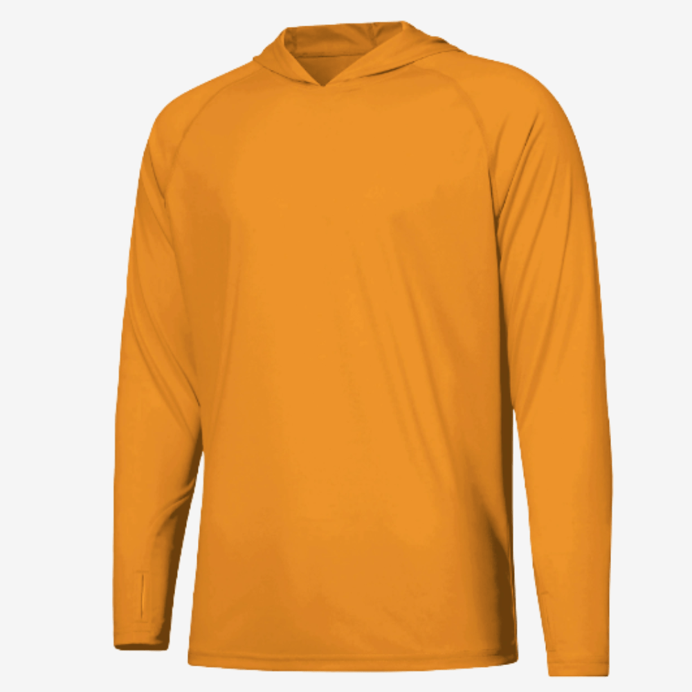 Men's UPF 50+ Sun Hoodie – Quick-Dry Polyester UV Top with Thumb Loops for Hiking and Fishing