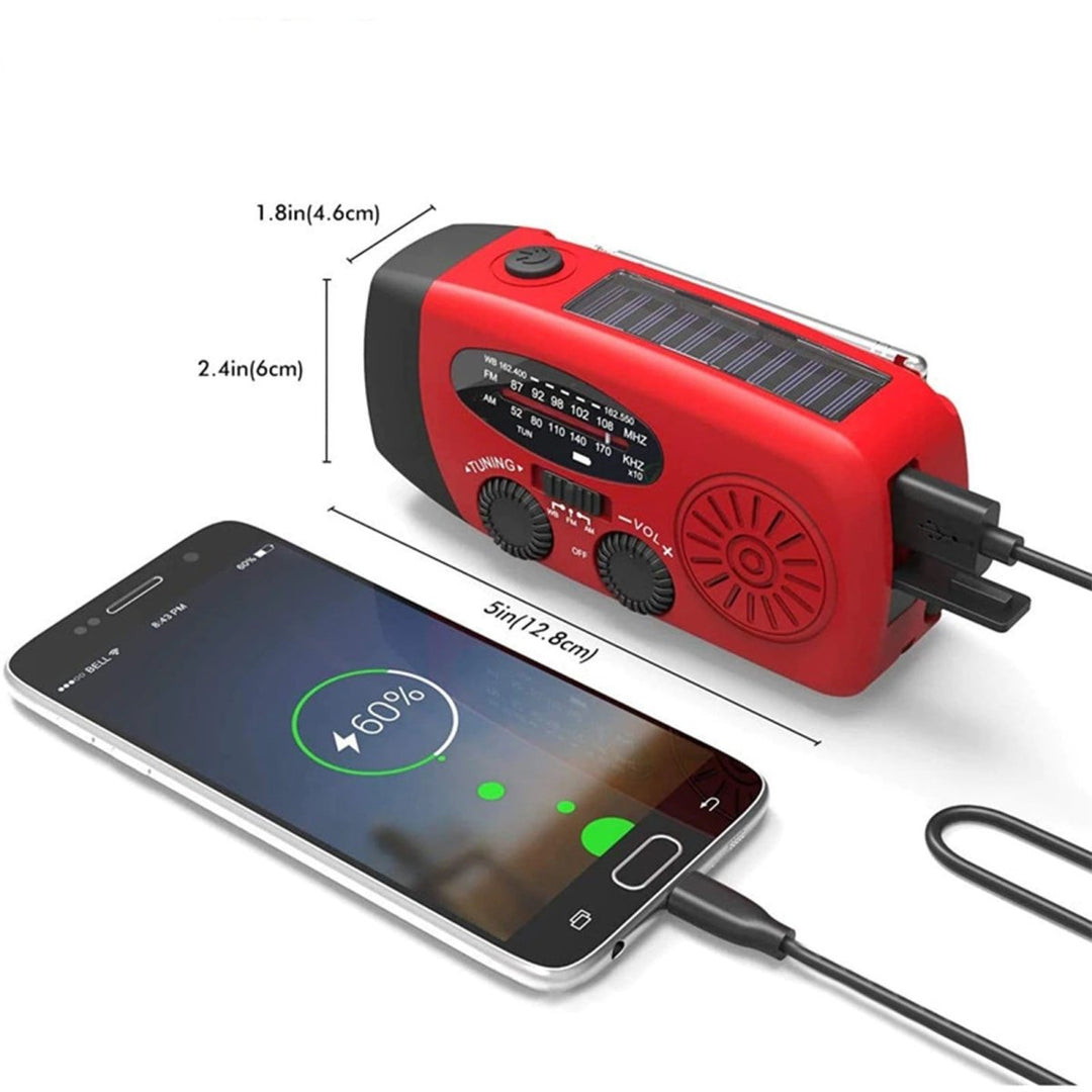 Emergency Hand Crank Radio - Solar and USB Rechargeable Weather Radio with flashlight for Camping and Outdoor Use