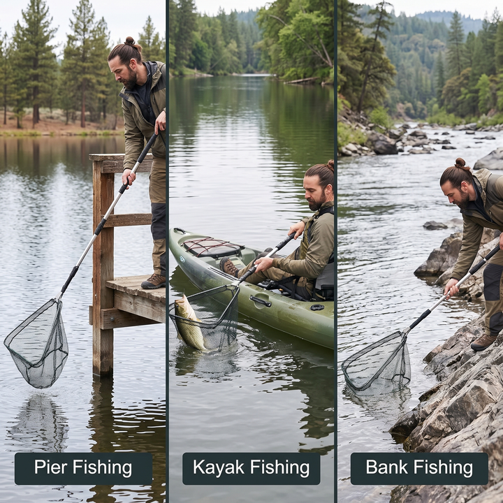 Landing net for pier, kayak and bank fishing