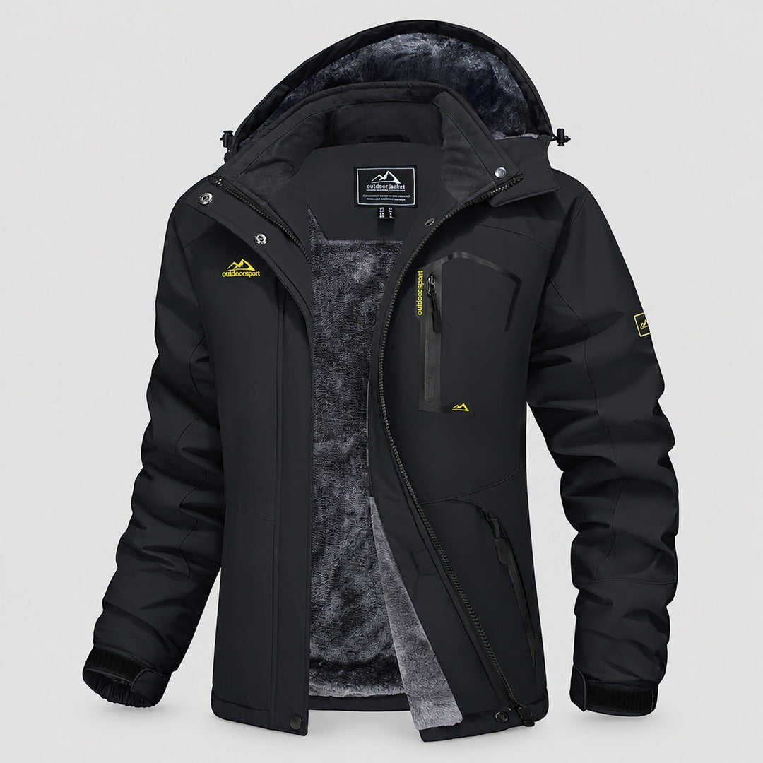 Women's winter coat in Black, front view