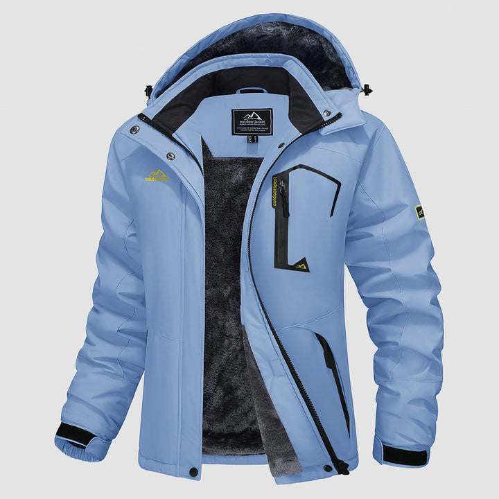 Women's winter coat in Light Blue, front view