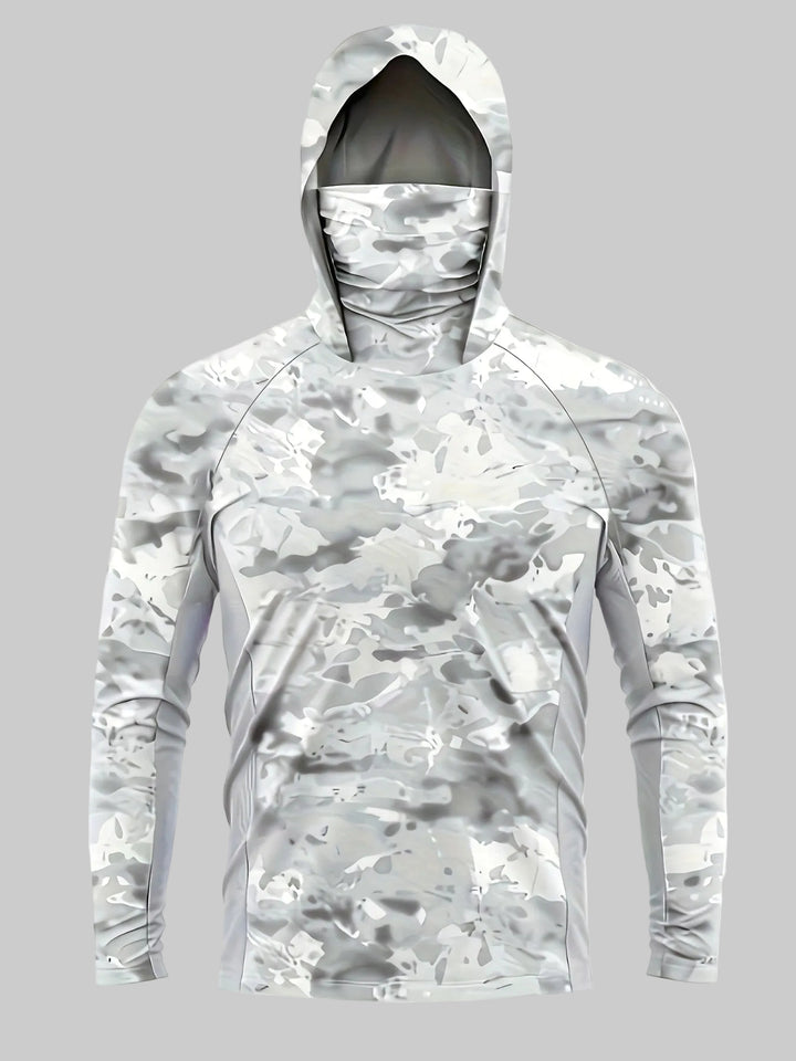 Men’s Camouflage Long-Sleeve Performance Shirt with Hood & Face Cover