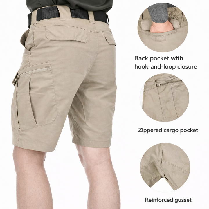 Men’s Outdoor Cargo Shorts – Elastic Waist Design with 6 Pockets