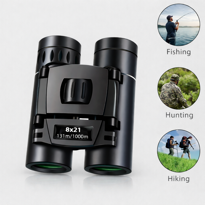Compact binoculars – 8x magnification with foldable design for outdoor observation