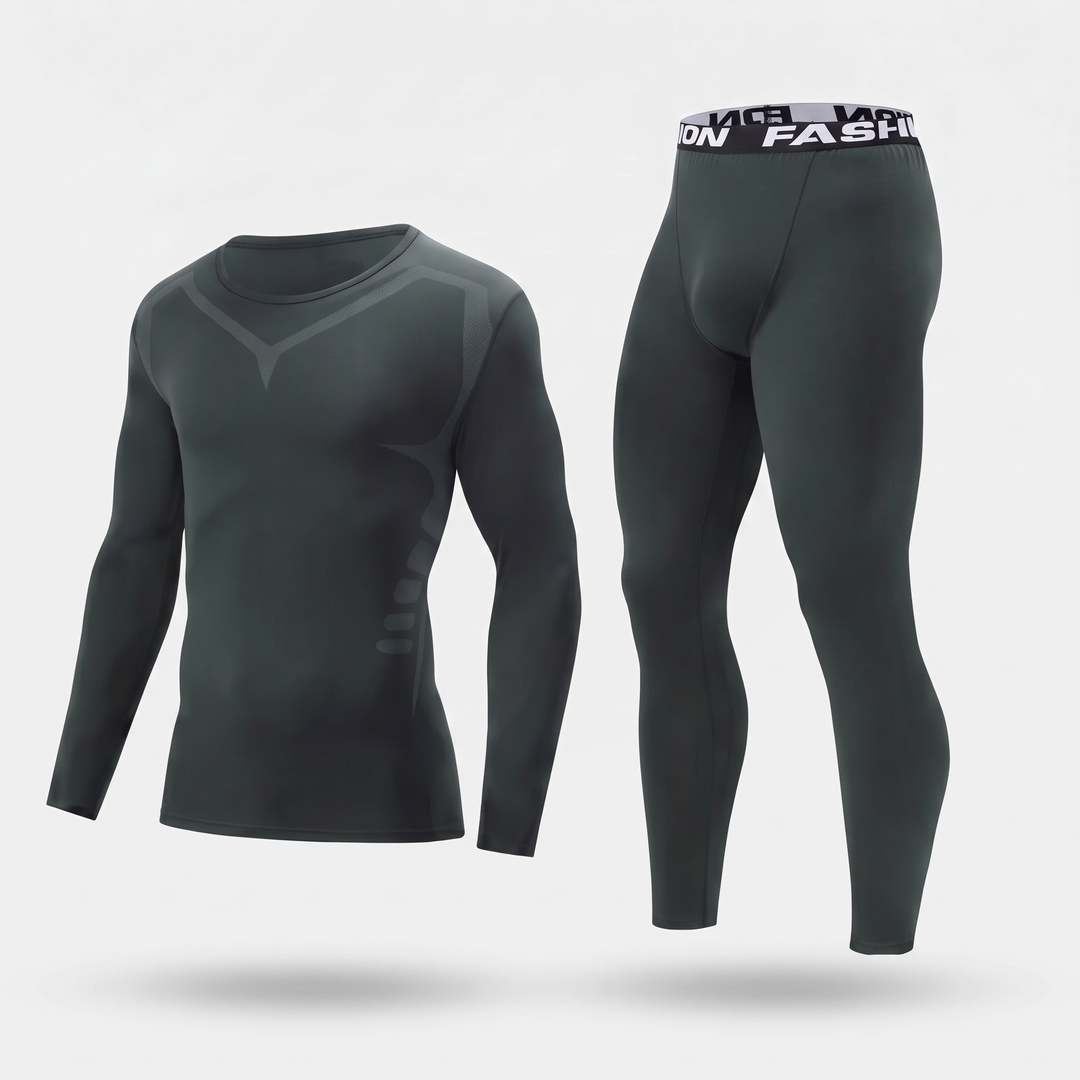 Men's long johns base layer set in Dark Gray, front view