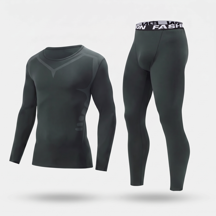 Men's long johns base layer set in Dark Gray, front view