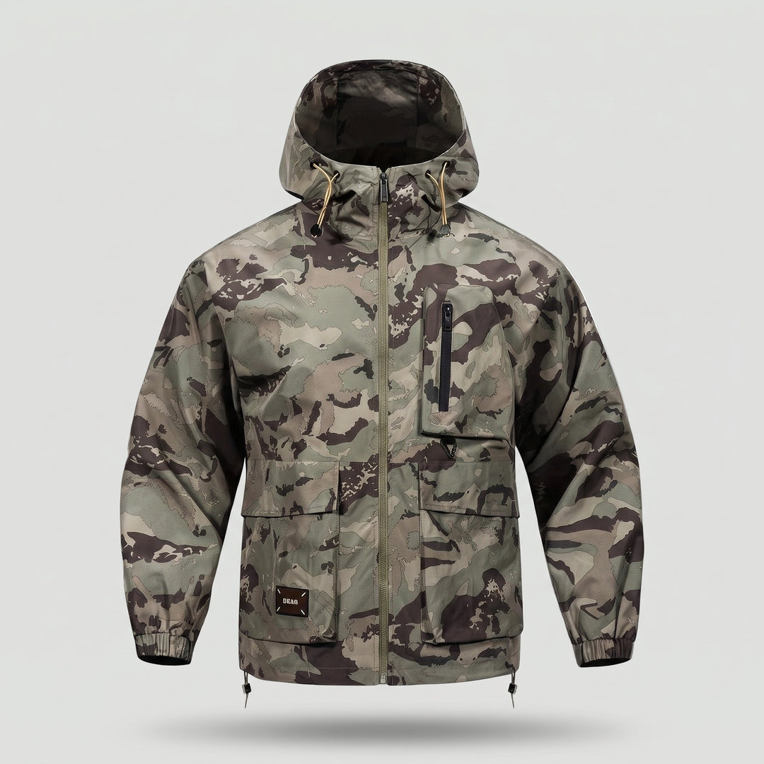 Khaki camo hooded jacket, front