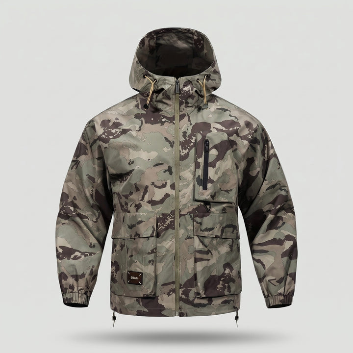 Khaki camo hooded jacket, front