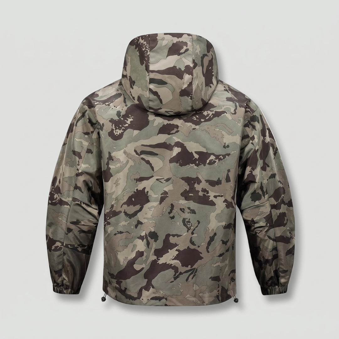 Khaki camo hooded jacket, back
