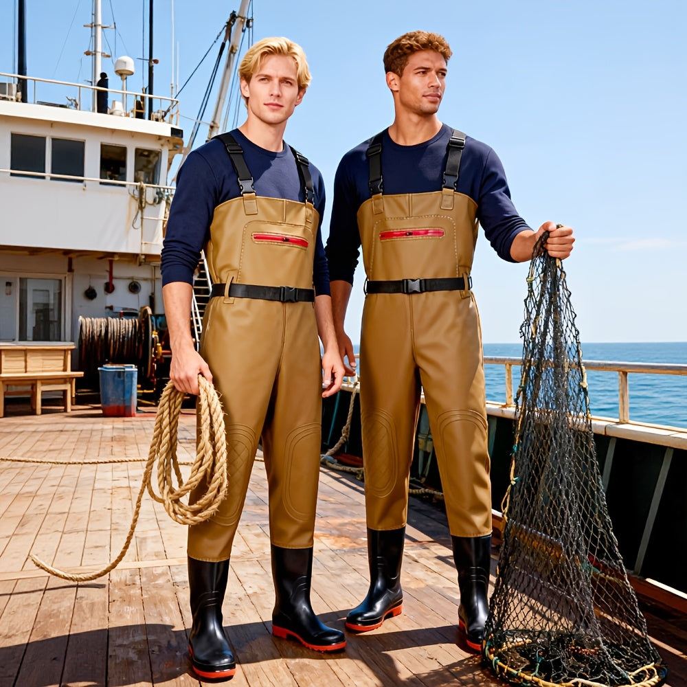 Unisex Fishing Wading Pants – Half Waders with Integrated Water Shoes