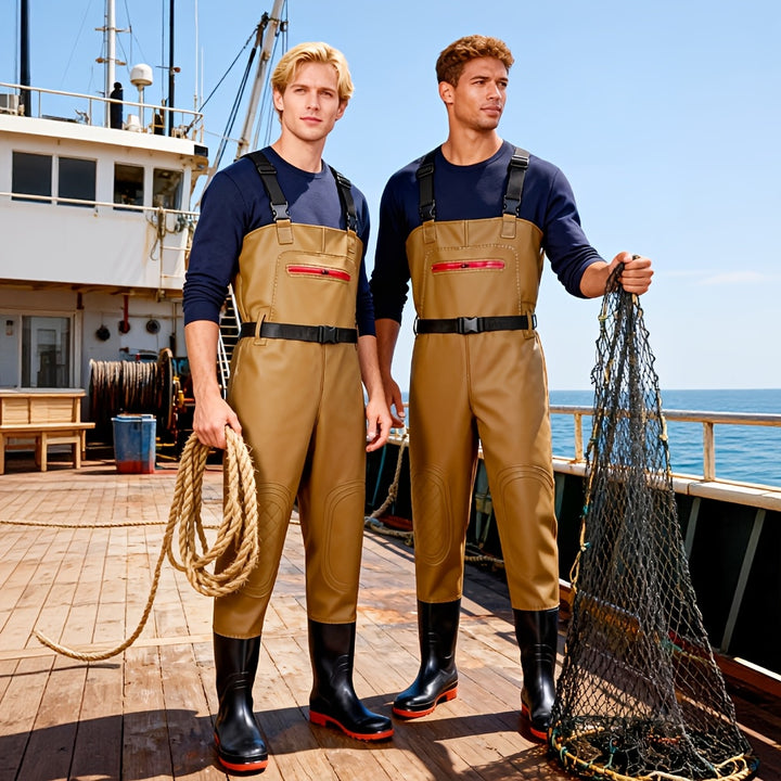 Unisex Fishing Wading Pants – Half Waders with Integrated Water Shoes