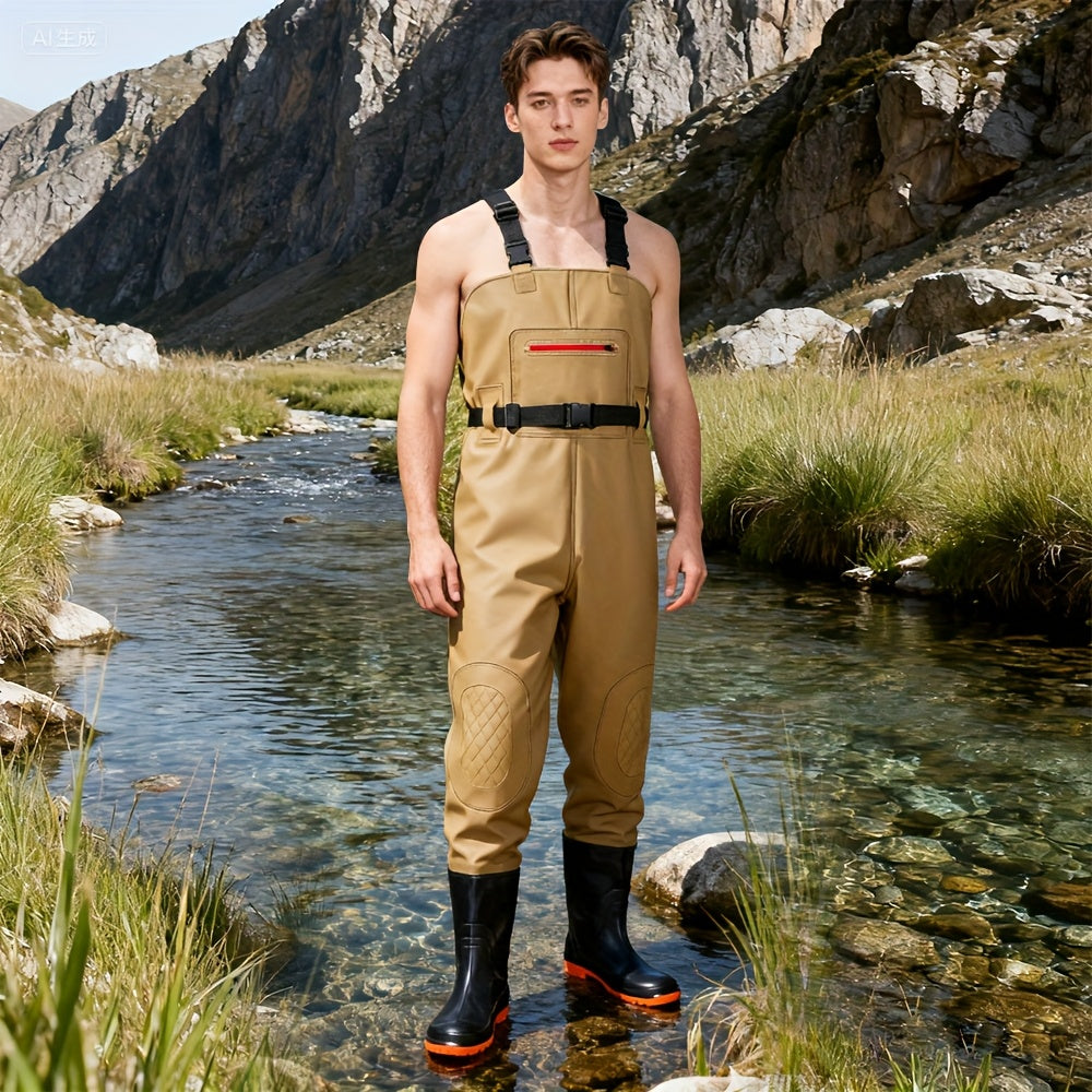 Unisex Fishing Wading Pants – Half Waders with Integrated Water Shoes