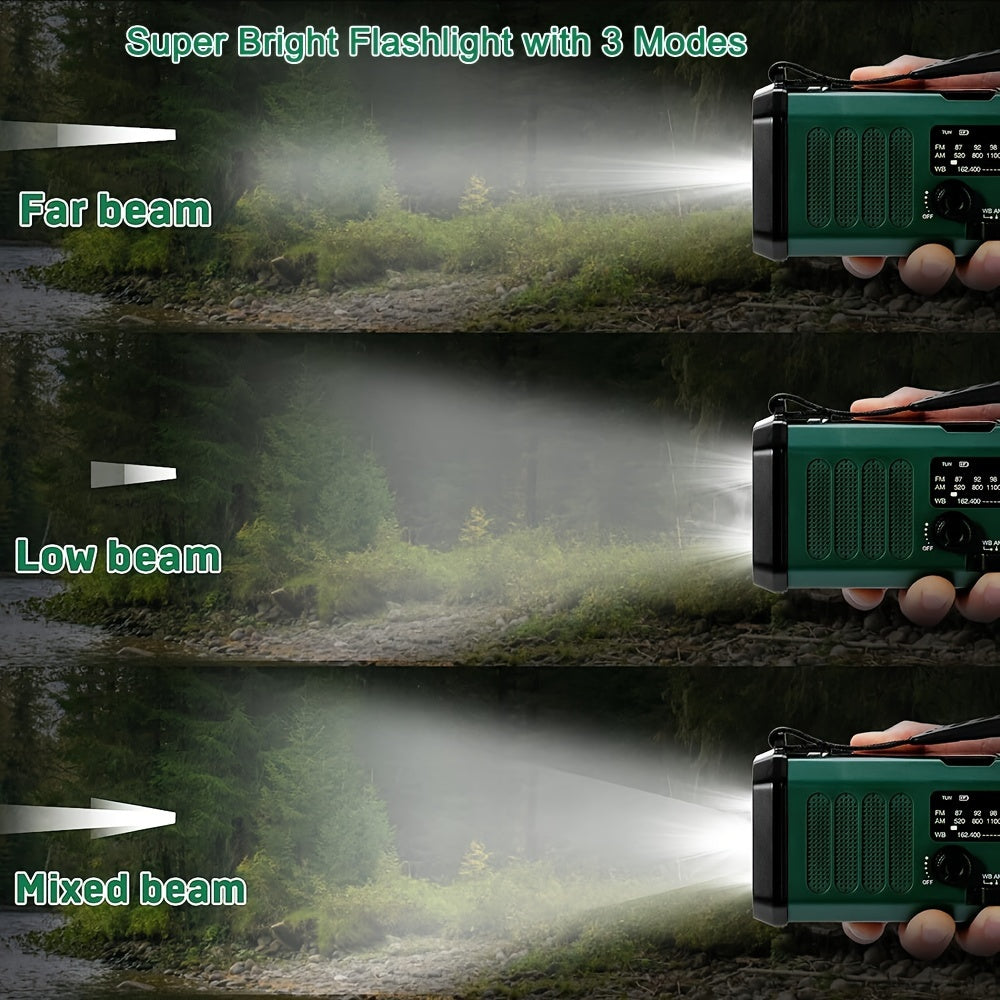 Emergency Radio with Solar & Hand Crank – 10000 mAh Power Bank