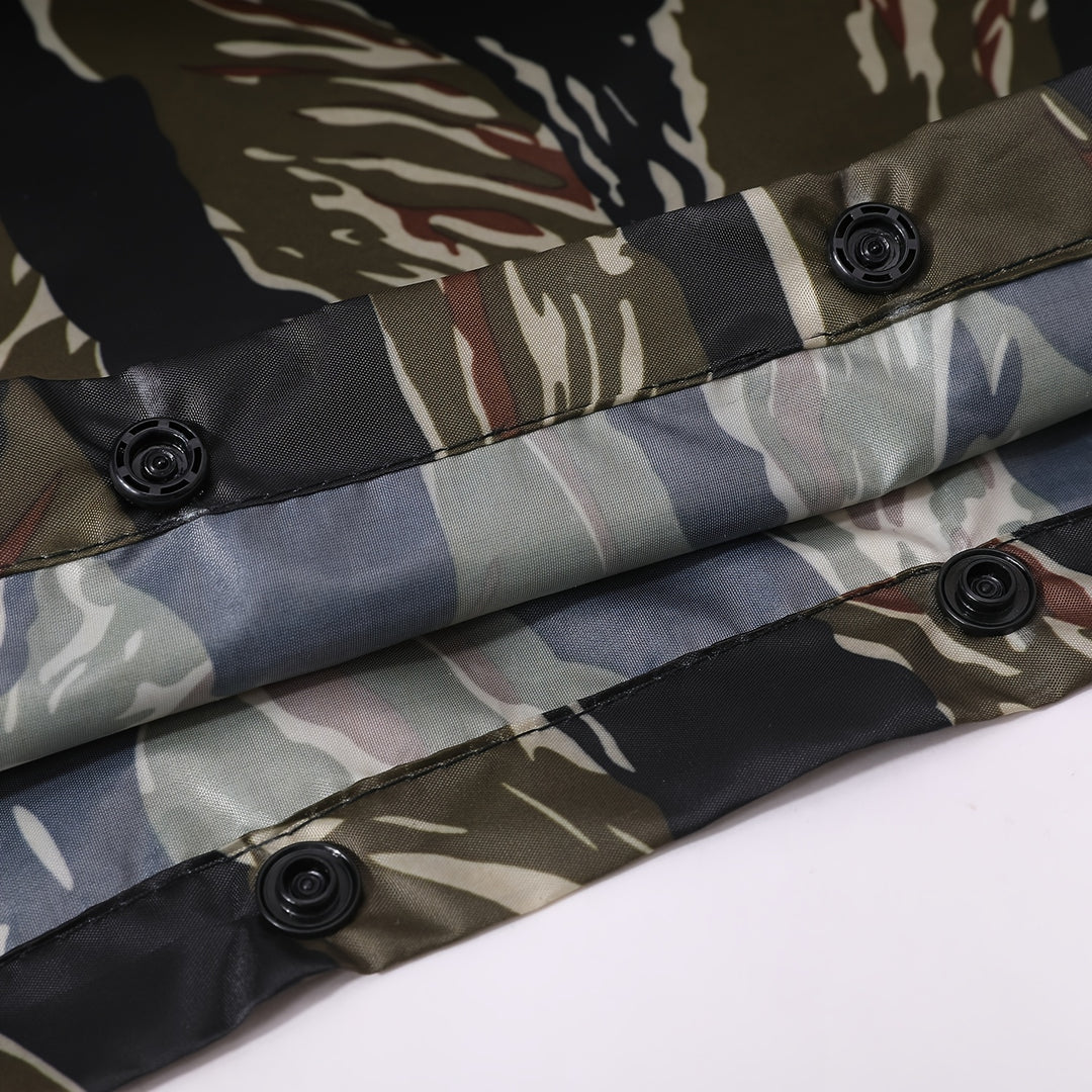 Hooded Camouflage Rain Poncho – Water-Resistant Outdoor Windbreaker