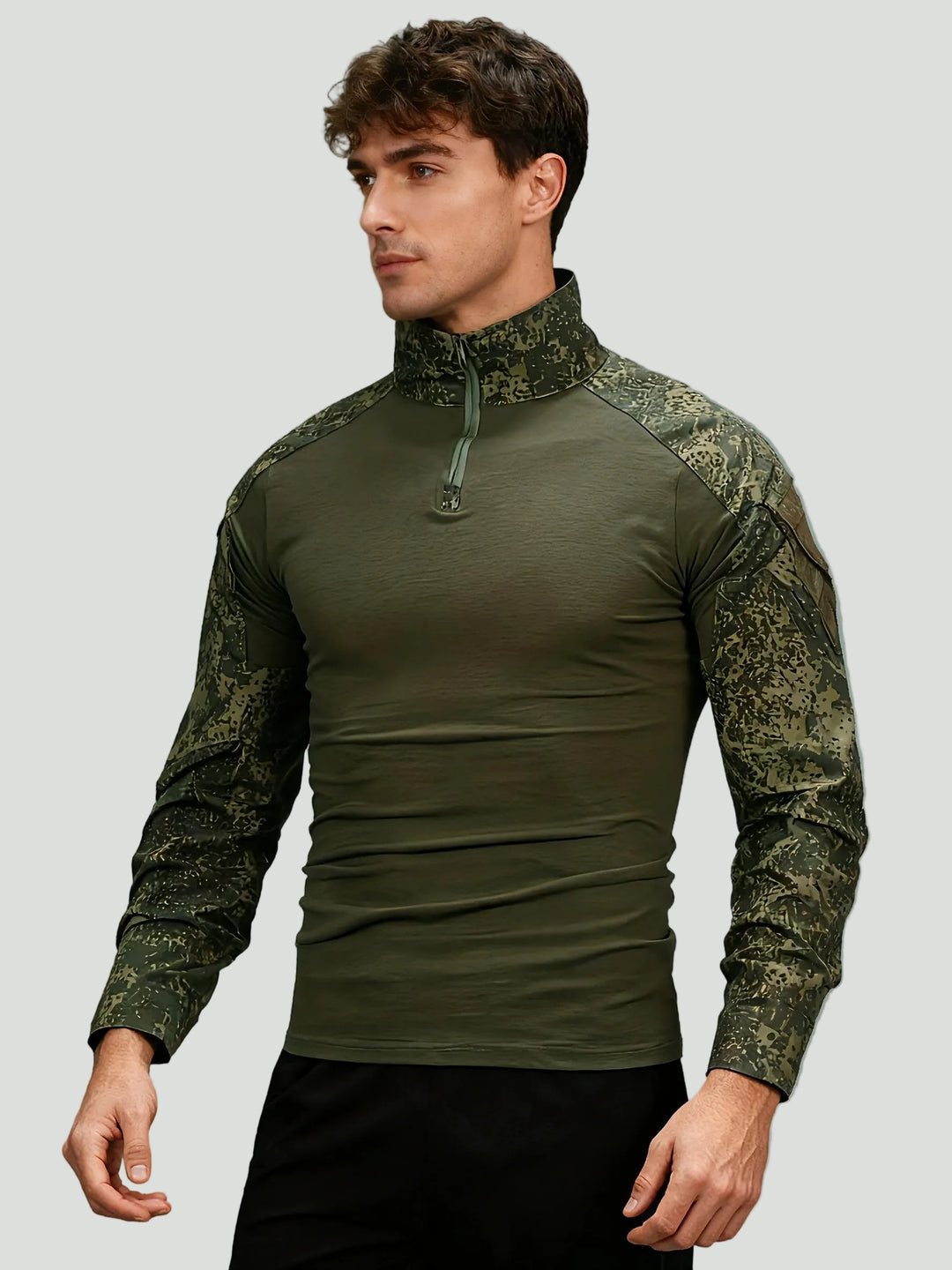 Men’s Camouflage Tactical Long Sleeve Shirt – Half Zip Outdoor Layer