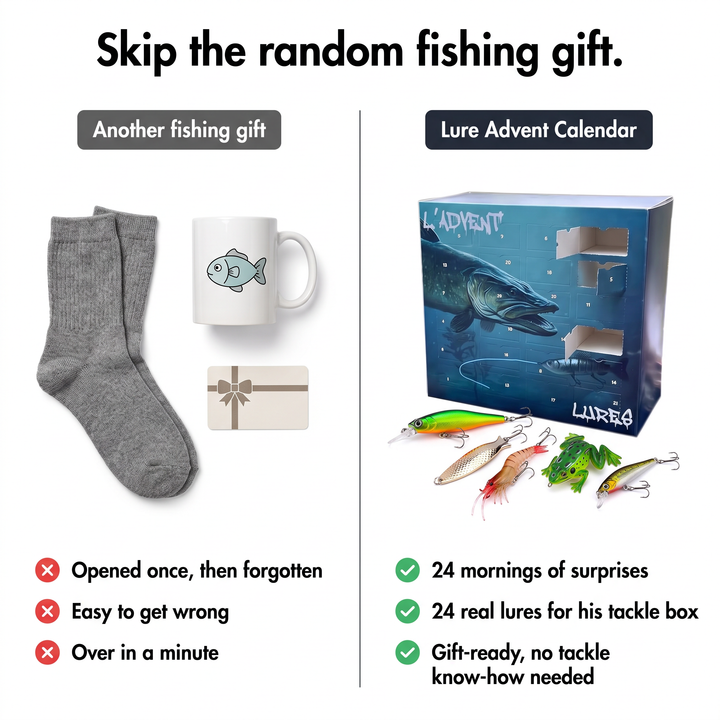 Fishing advent calendar compared with a random fishing gift