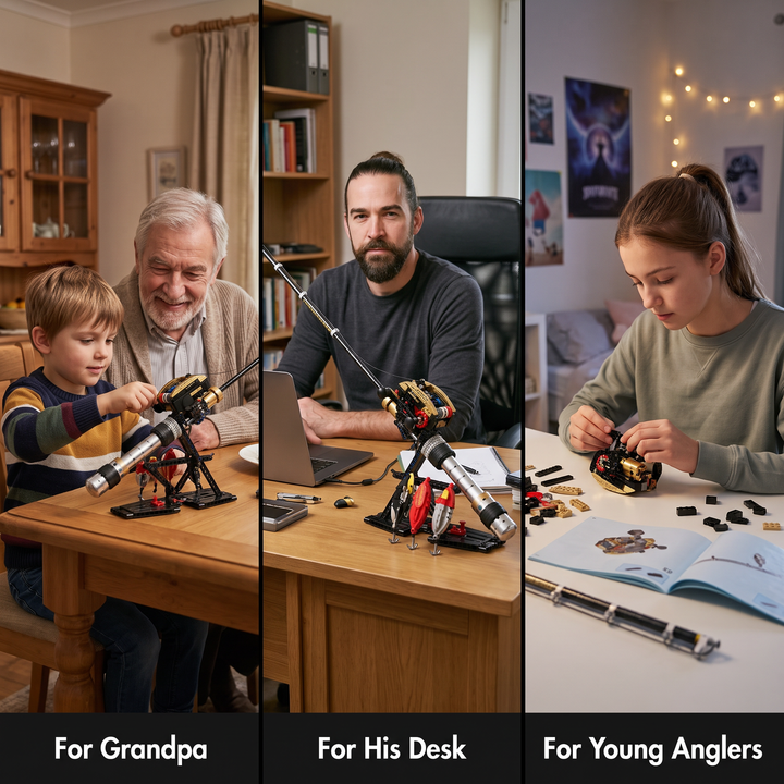 Fishing rod building kit as a gift for grandpa, his desk and young anglers